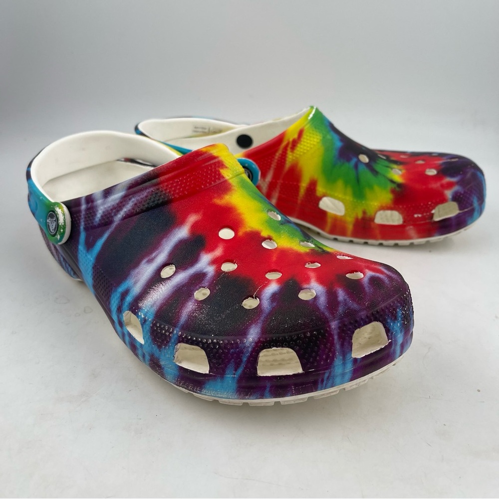 Crocs Men’s Classic Tie Dye Classic Slip-On Clog Mule Shoe - Size 11 Men’s - Picture 2 of 11